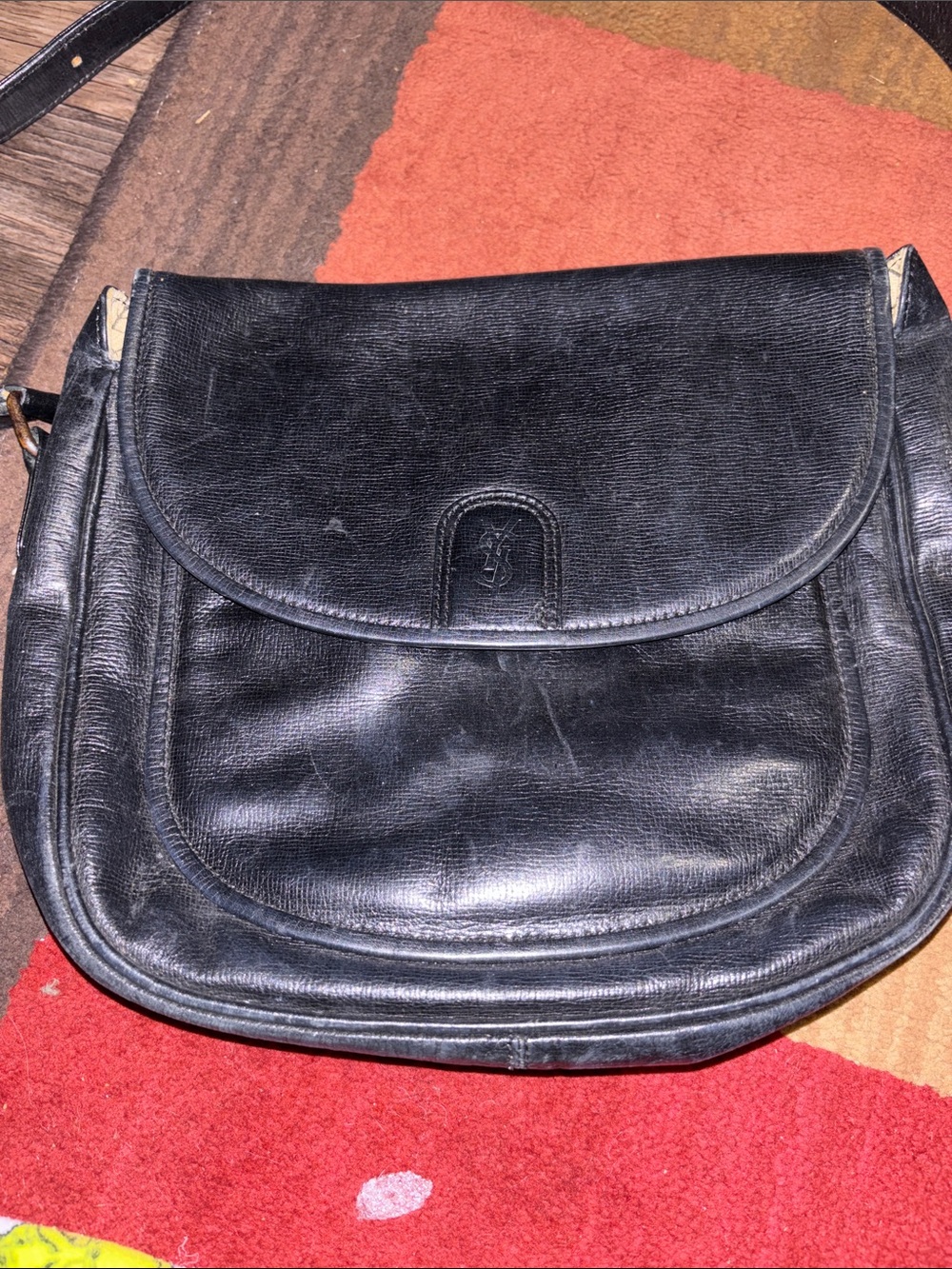 Vintage YSL Black Leather Crossbody Bag - Unbranded